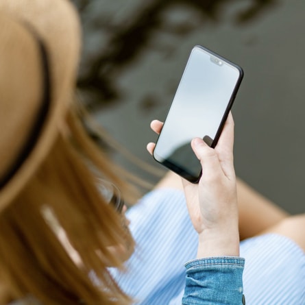 women looking at her phone