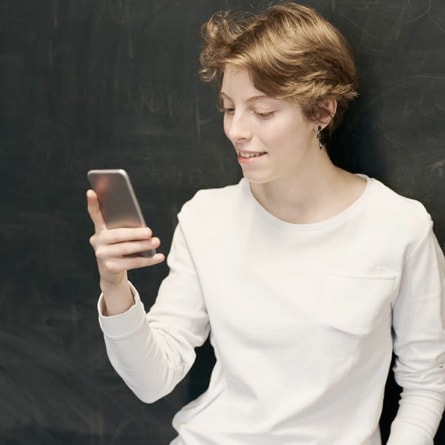 women looking at her phone